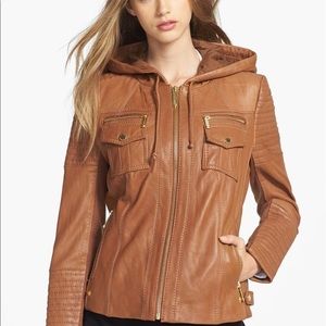 NEW Michael Kors, Brown leather jacket